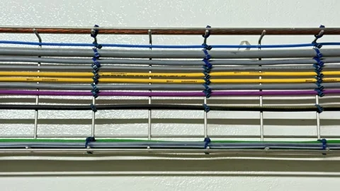 A Close-up View of Black and Multi-colored Electrical Cables Organized and Stock Footage 334002878