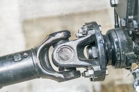 Close-up view of a black and silver metallic device with intricate, connect.. Stock Photos