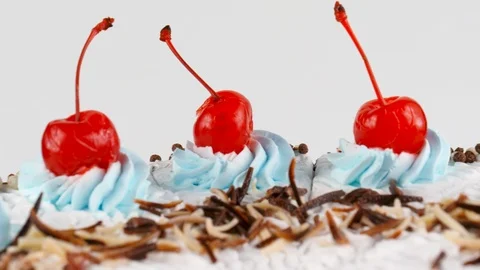 Close-up view of Black Forest gateau (cake), whipped cream Stock Footage 87175350