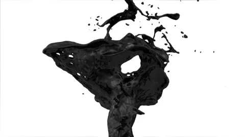 Close-up view of black paint splash in slow motion, isolated on white (FULL HD) Stock Footage 44704371