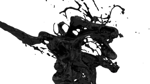 Close-up view of black paint splash in super slow motion, with alpha (FULL HD) Stock Footage 53780559