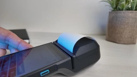 Close up view of blank receipt printing from POS terminal for payment conce.. Stock Footage 325962033