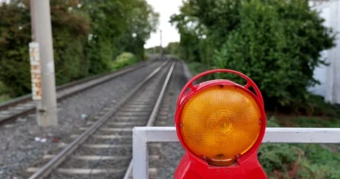 Close up view, blinking and flashing yellow or orange caution light. Video stock 116271640
