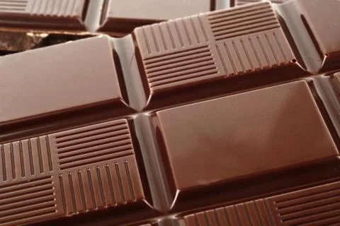 Close up view of block of clean chocolate Stock Photos