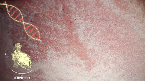 Close up view of blood cells under the microscope with layers of data Stock Footage 301894540