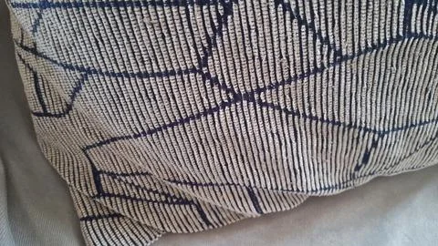 Close up view of blue and white striped fabric texture pattern Stock Photos