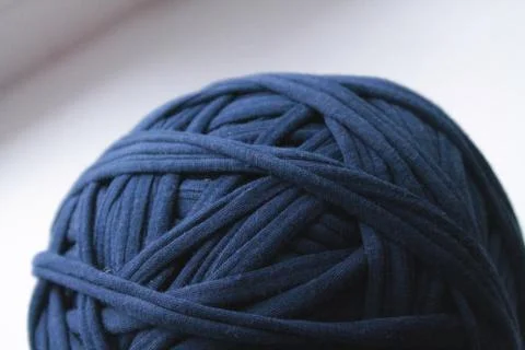 Close up view of blue clew thread for knitting Stock Photos
