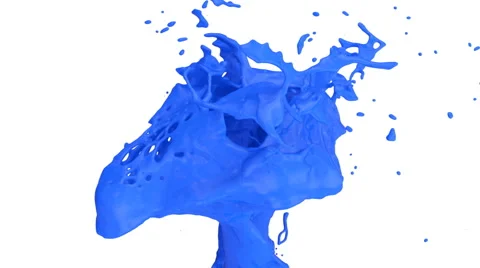 Close-up view of blue color splashing in slow motion, alpha included (FULL HD) Video stock 45190572