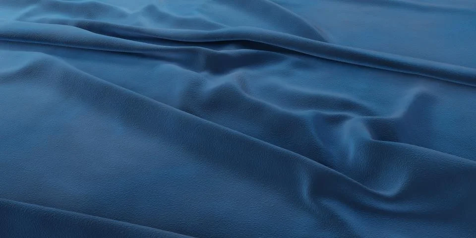 Close up view of blue fabric 3d render illustration Stock Illustration