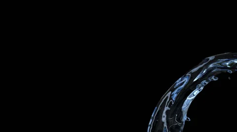 Close-up view of blue flowing water - on black background, with alpha (FULL HD) 動画素材 68905886