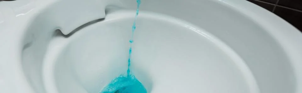 Close view blue liquid detergent Stock Photos