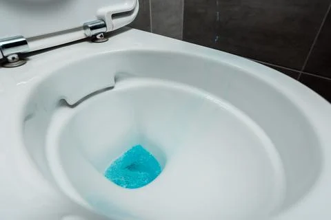 Close view blue liquid detergent Stock Photos