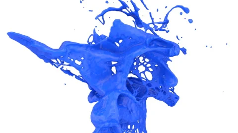 Close-up view of blue paint splash in slow motion, alpha included (FULL HD) Video stock 44960623