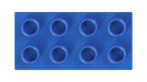 Close Up View of a Blue Plastic Lego Toy Brick Isolated on a White Background Stock Illustration