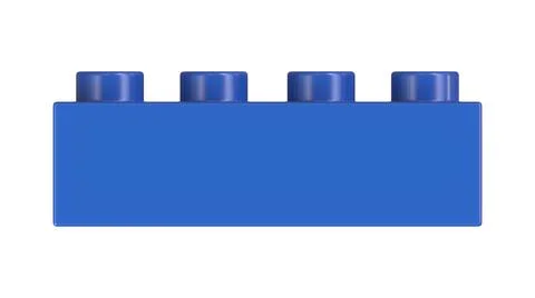 Close Up View of a Blue Plastic Lego Toy Brick Isolated on a White Background Stock Illustration