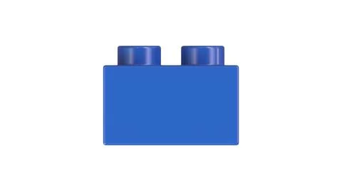 Close Up View of a Blue Plastic Lego Toy Brick Isolated on a White Background Stock Illustration