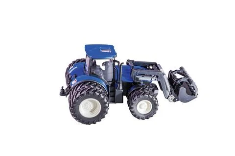Close-up view of blue remote control toy tractor with grab bucket isolated 스톡 사진