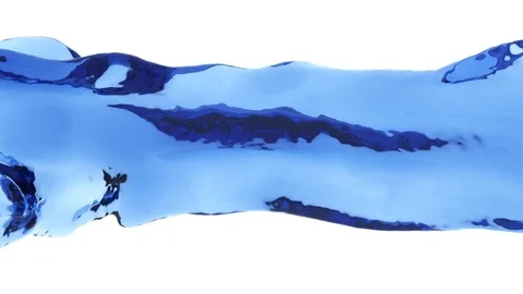 Close-up view of blue water flow in slow motion - on white, + alpha (FULL HD) Video stock 73430158