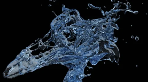 Close-up view of blue water splashing in slow motion, on black (FULL HD) Stock Footage 46852435
