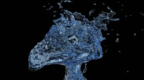 Close-up view of blue water splashing in slow motion, with alpha (FULL HD) Stock Footage 46853436