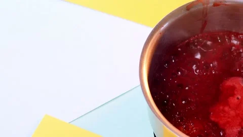 Close-up view on boiling soup borscht Stock Footage 150055940