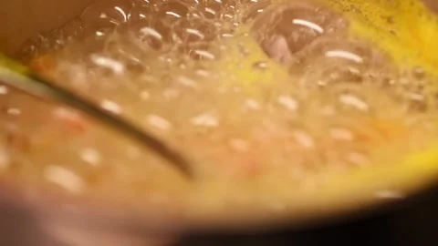 Close-up view on boiling soup Stock Footage 150055672