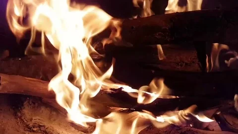 Close-up view on bonfire flame 04 Stock Footage 82588552