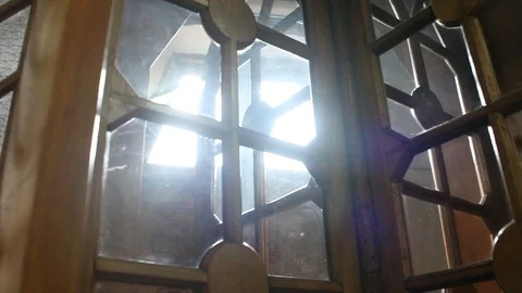 Close up view at the bottom part of moving automatic revolving door Stock Footage 120996405