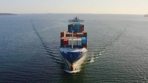 A close-up view of the bow of a container ship breaking waves Stock Footage 228324341