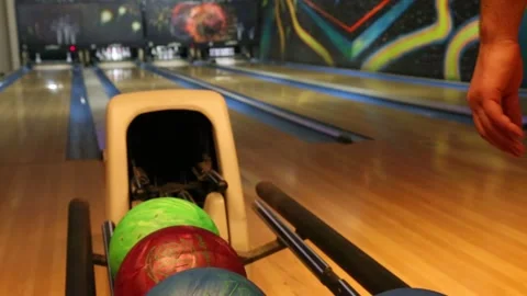 Close Up View Of A Bowling Game Stock Footage 344911783