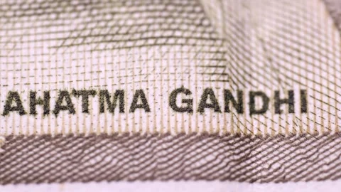 Close up view of brand new indian rupees banknotes. Money background. Stock Footage 288907835