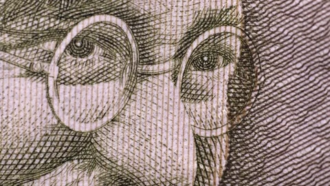 Close up view of brand new indian rupees banknotes. Money background. Stock Footage 288907893