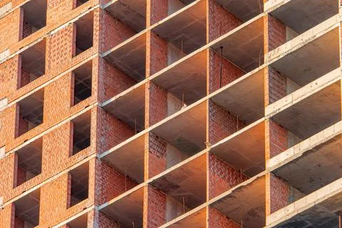Close-up view of brick construction, angled perspective, rectangular brick pa Stock Photos