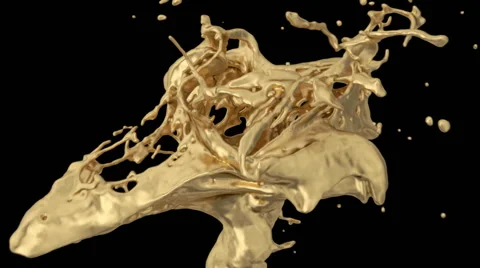 Close-up view of bright gold splashing in slow motion, on black (FULL HD) Video stock 50637084