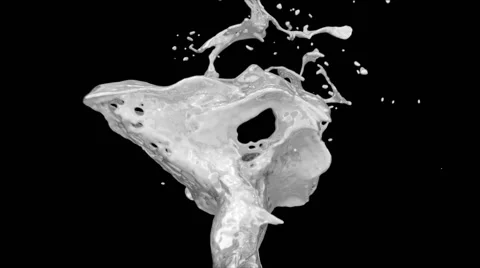 Close-up view of bright silver splashing in slow motion, on black (FULL HD) Video stock 49660737