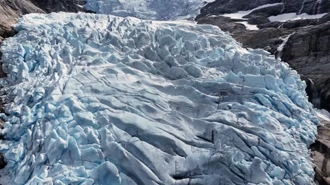 Close View of Briksdal Glacier Ice Stock Footage 341108372