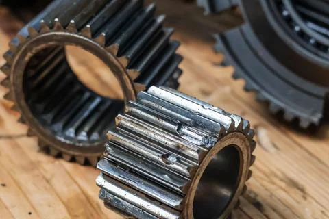 Close up View Of Broken Planetary Pinion Gear Teeth With Internal Spline Gear Stock Photos