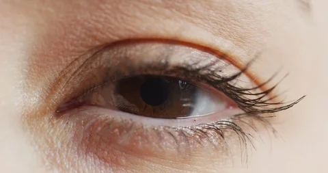 Close up view of a brown eye Stock Footage 99744679