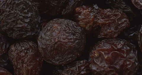 Close-up view of brown raisins. Stock Footage 308075682
