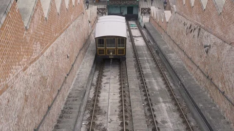Close up view of Buda Castle Funicular Stock Footage 126780400
