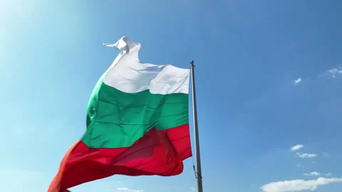 Close-up view of the Bulgaria flag waving in the wind Stock Footage 327774670