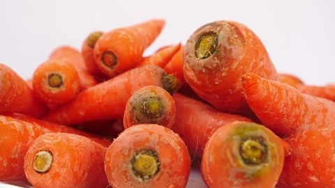Close-up view of bunch of carrots, Rotating shot of carrots Stock Footage 148219066