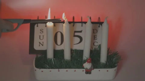 Close up view of burning candle in honor of second advent 2021. Sweden. Stock Footage 161636875