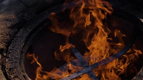 Close up view of burning torch lit. Close up view of tongues of flame. Danger Video stock 108726788