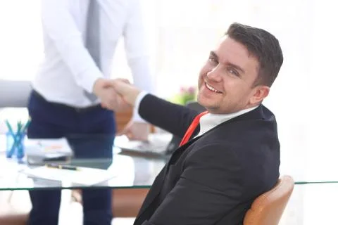 Close up view of business partnership handshake concept.Photo of two businessman Stock Photos