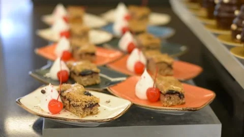 Close up view on cake with cream soft focus low light	 動画素材 196266197