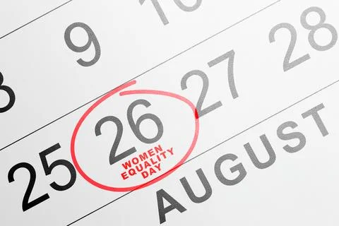 A close-up view of a calendar sheet with the date August 26 circled in red,.. Stock Photos