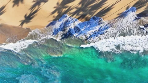 Close-up view of a calm wave on a paradise beach in the Caribbean. Stock Footage 251628959