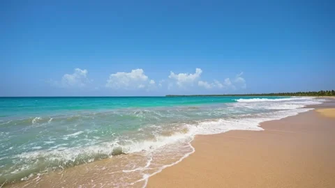 Close-up view of calm waves on a paradise beach in the Indian Ocean. 動画素材 335400788