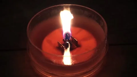 Close Up view Candle Flame Isolated On Dark Background. Stock-Footage 200961863